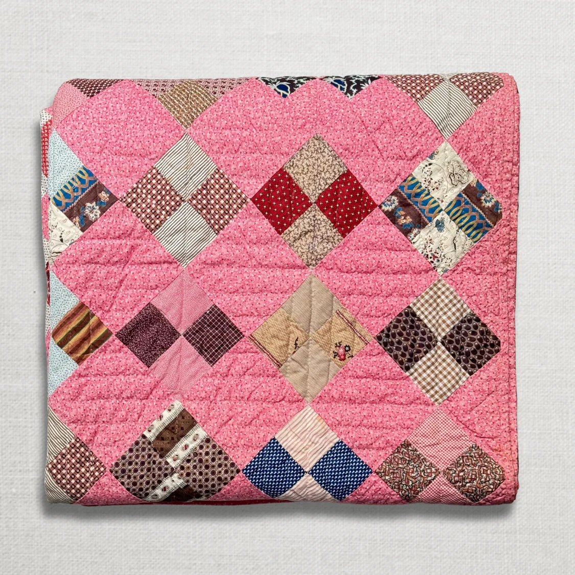 19th-century American Hand-Stitched Quilt #2