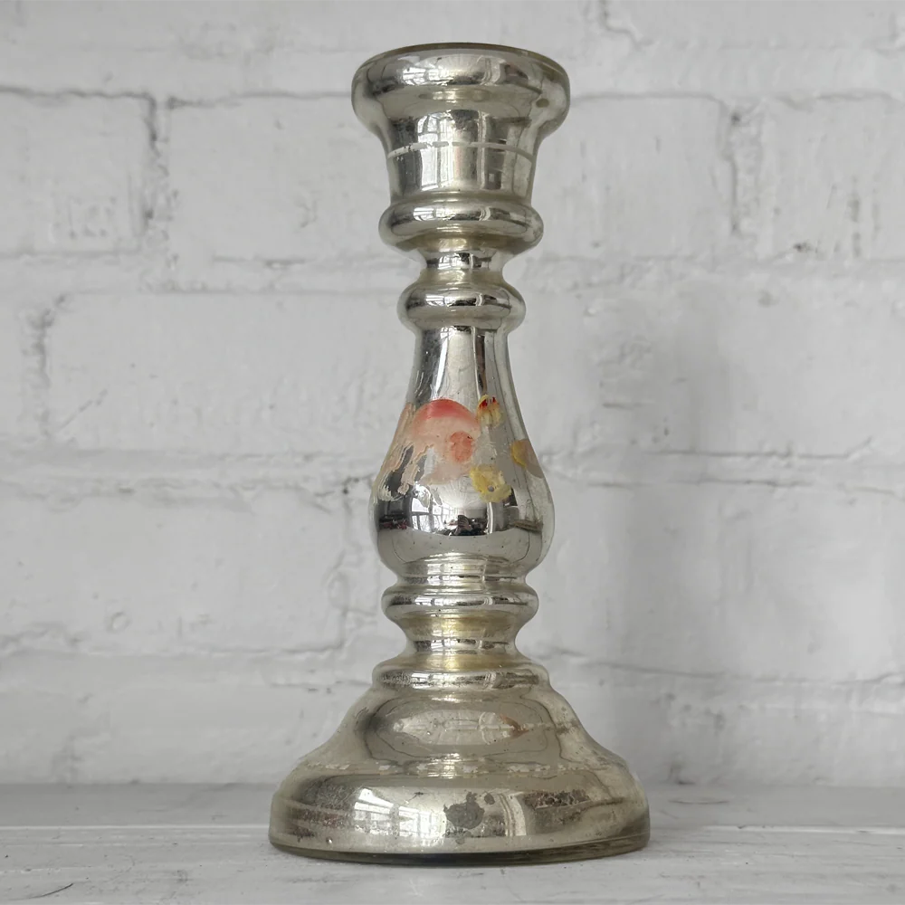 19th-century Mercury Glass Candle Holder (M-03)