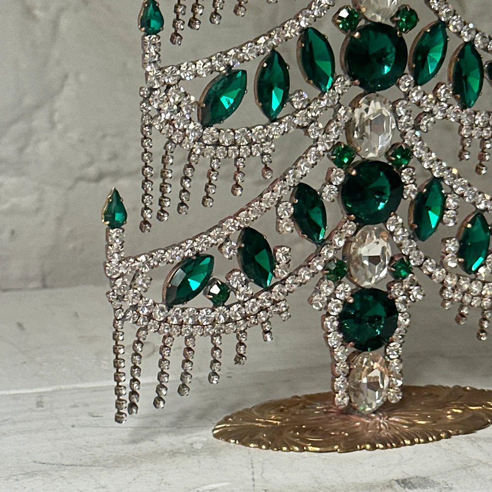 Crystal Jeweled Tree in Green & Clear Fringe - Image 2