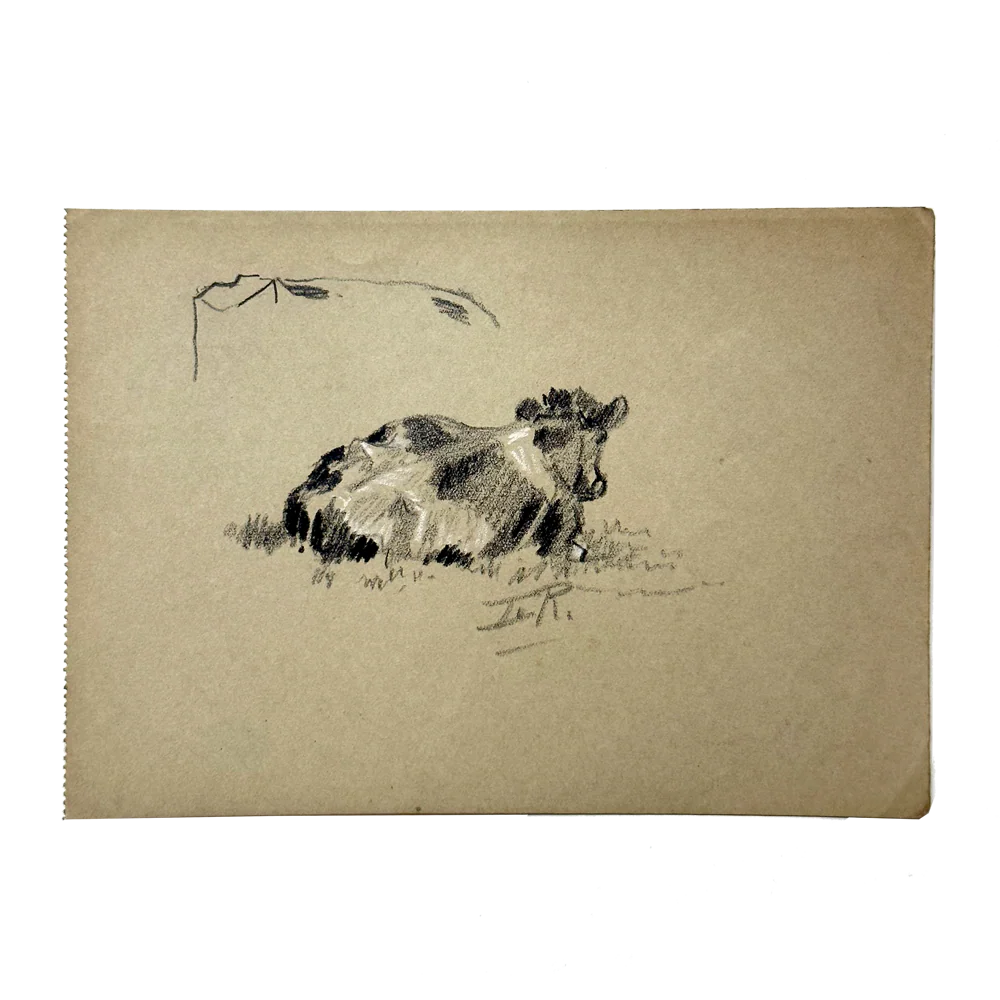 Evert Rabbers Early 20th-century Cow Drawing (ERA37)