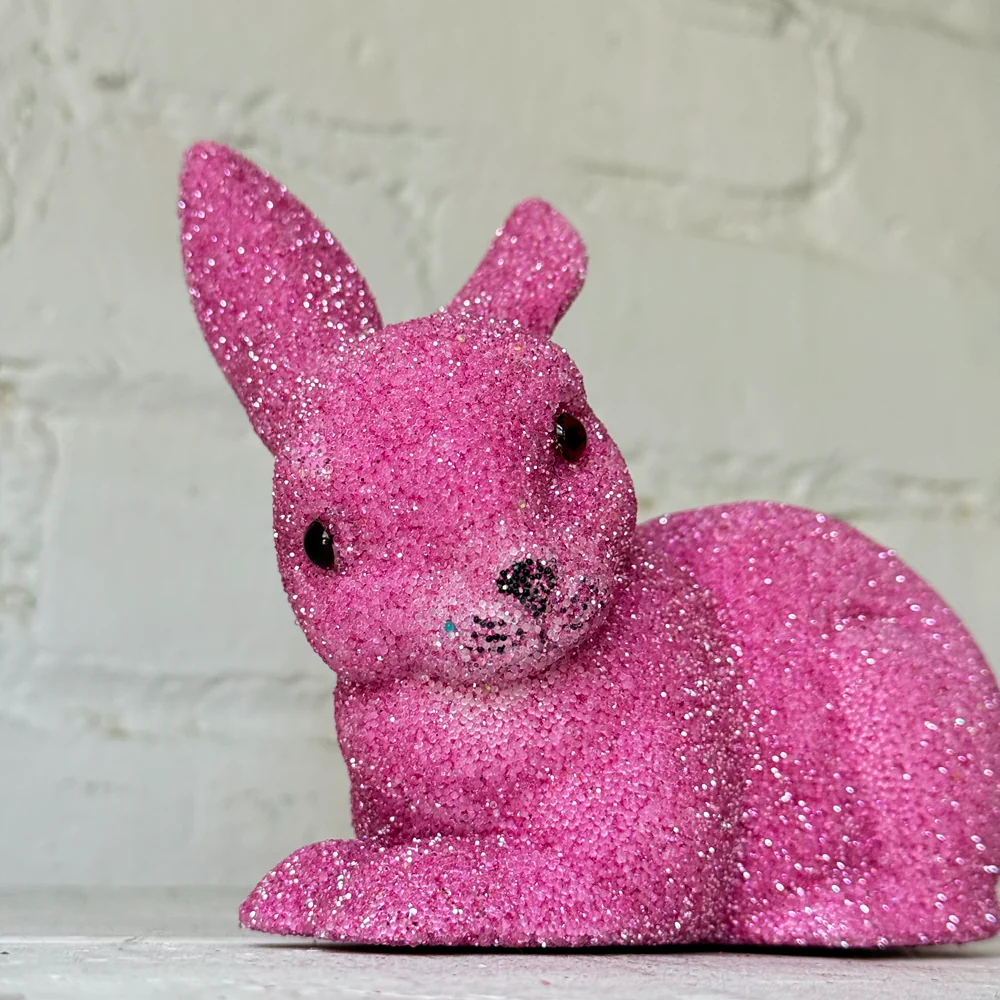 Ino Schaller Lying Beaded Glitter Bunny in Lilac with Tail - Image 2