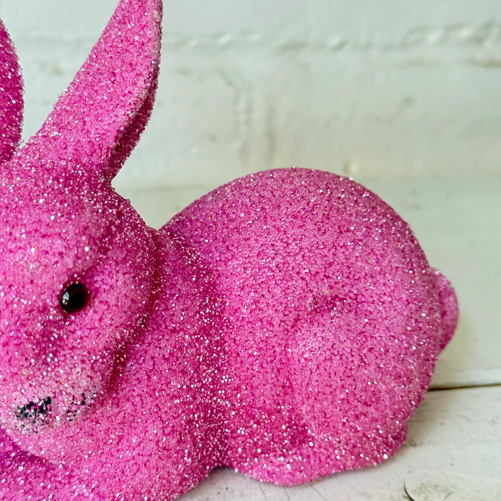 Ino Schaller Lying Beaded Glitter Bunny in Lilac with Tail - Image 3