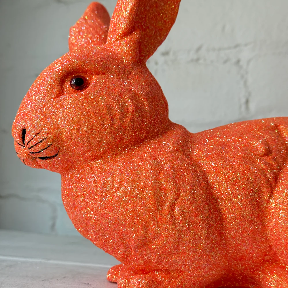 Ino Schaller Medium Lying Glitter Bunny in Hot Orange - Image 2