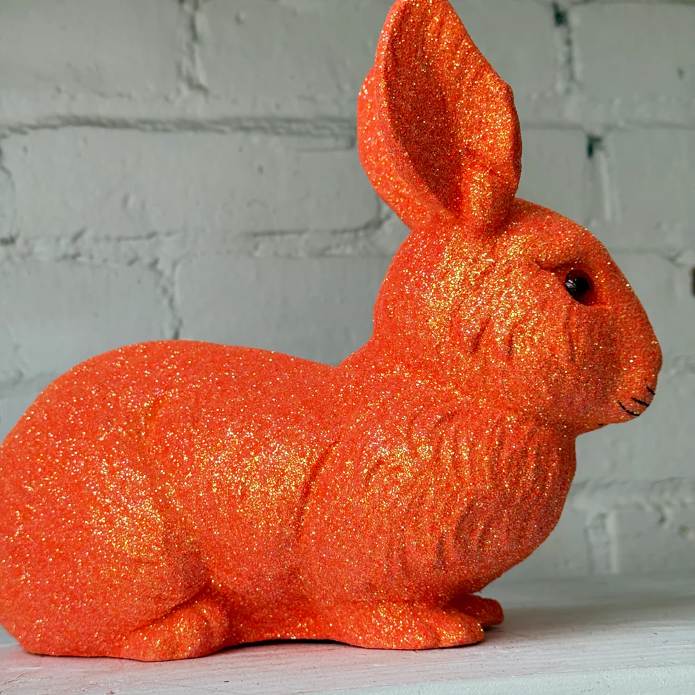 Ino Schaller Medium Lying Glitter Bunny in Hot Orange - Image 3