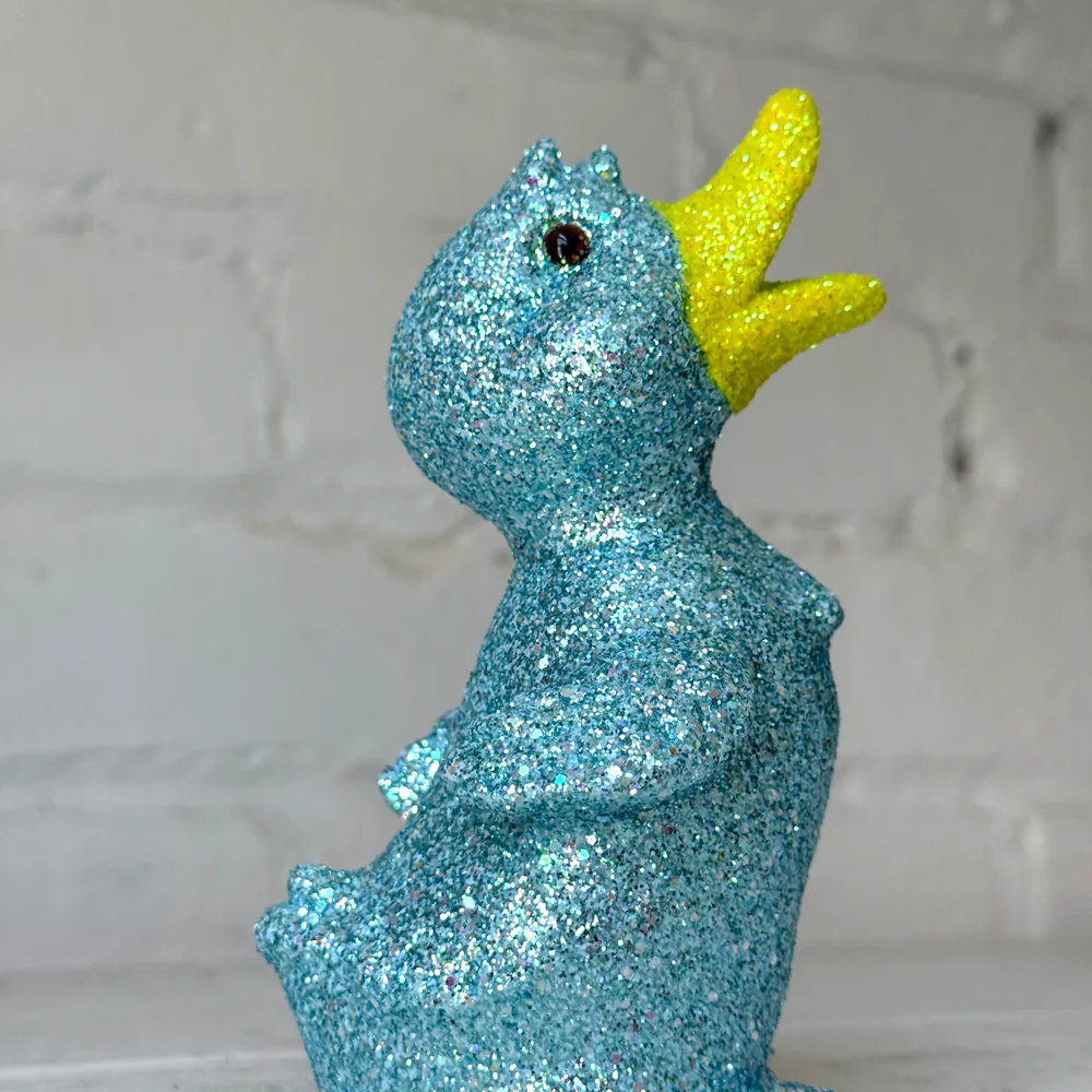 Ino Schaller Small Standing Glitter Duck in Light Blue - Image 2
