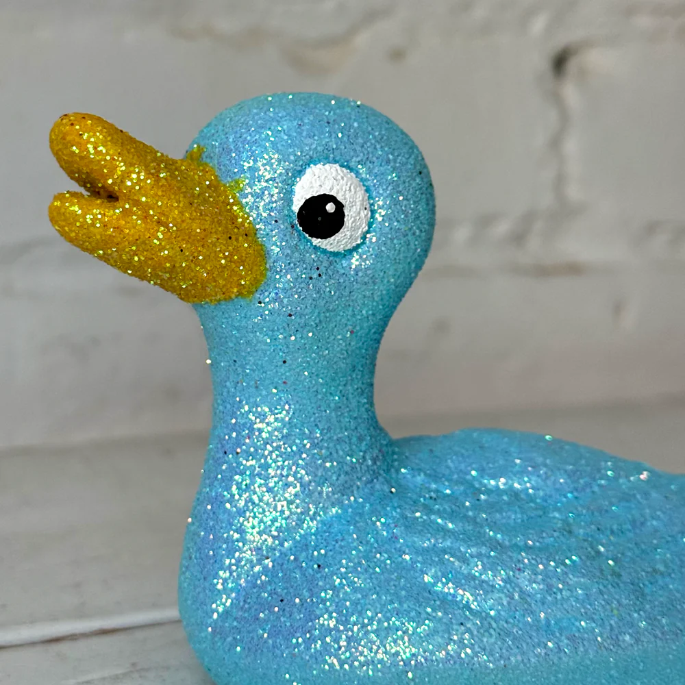 Ino Schaller Small Swimming Glitter Duck in Light Blue - Image 2