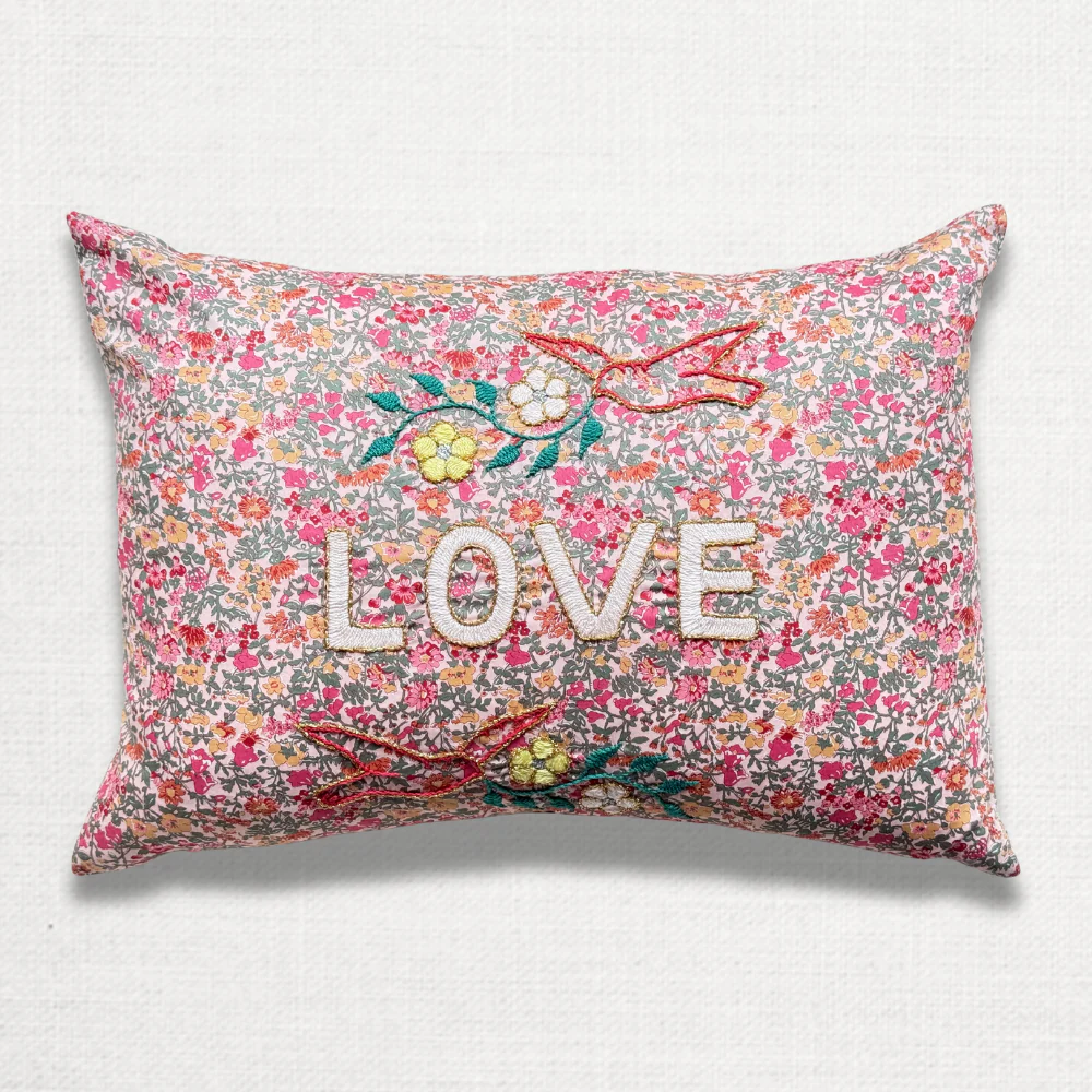 "Love" Embroidered Cushion (26-07)