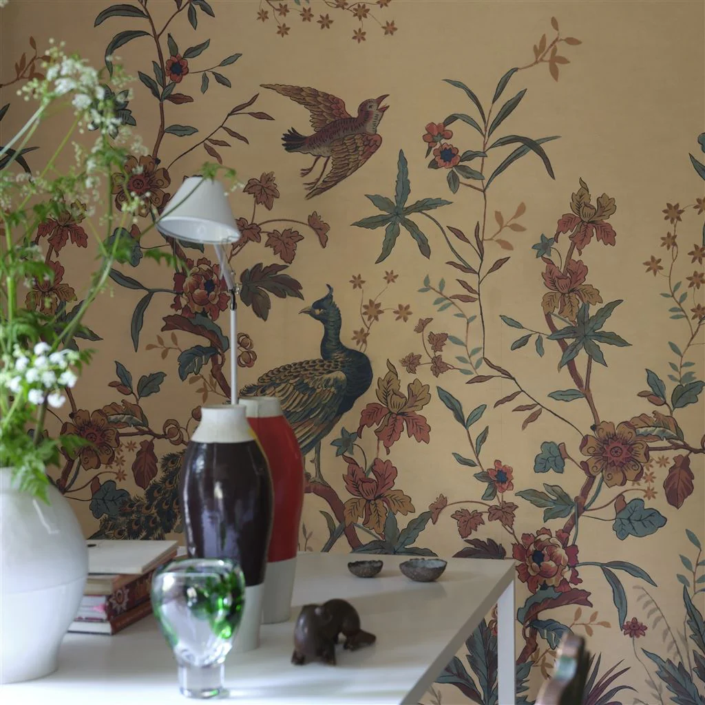 Peacock Toile Scene 1 Sepia - Image 3