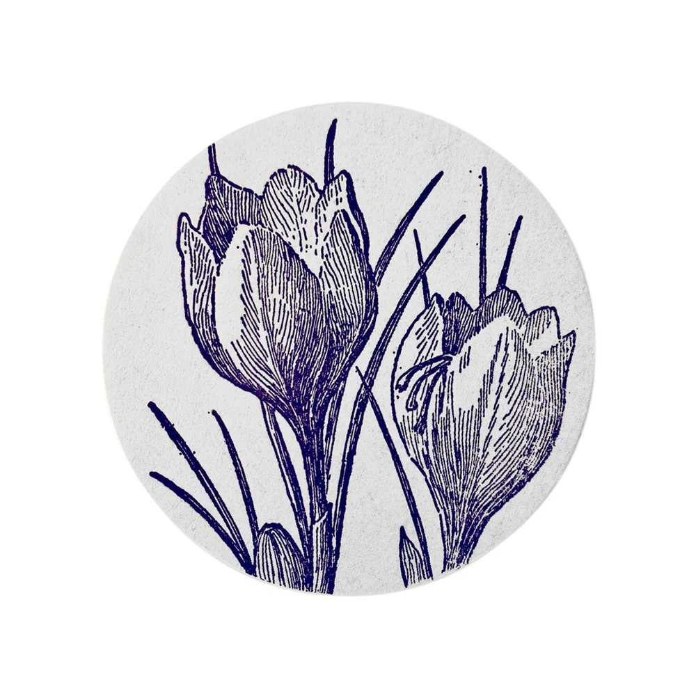 Set of 8 Letterpress Crocus Coasters