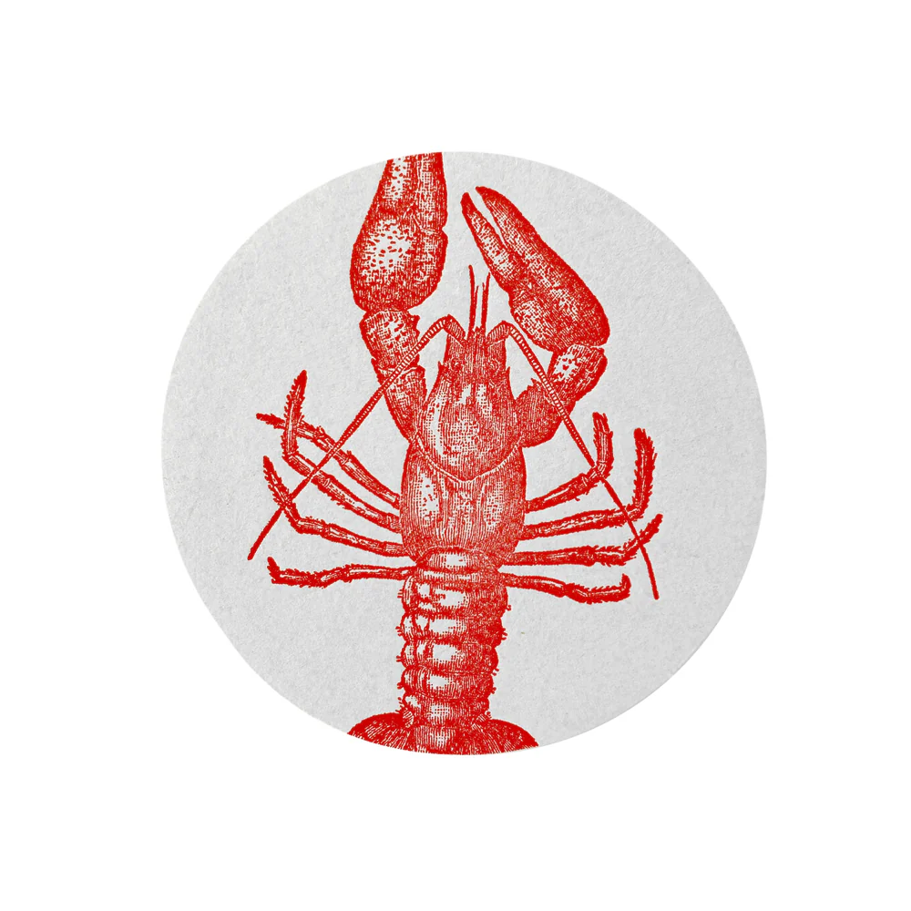 Set of 8 Letterpress Lobster Coasters