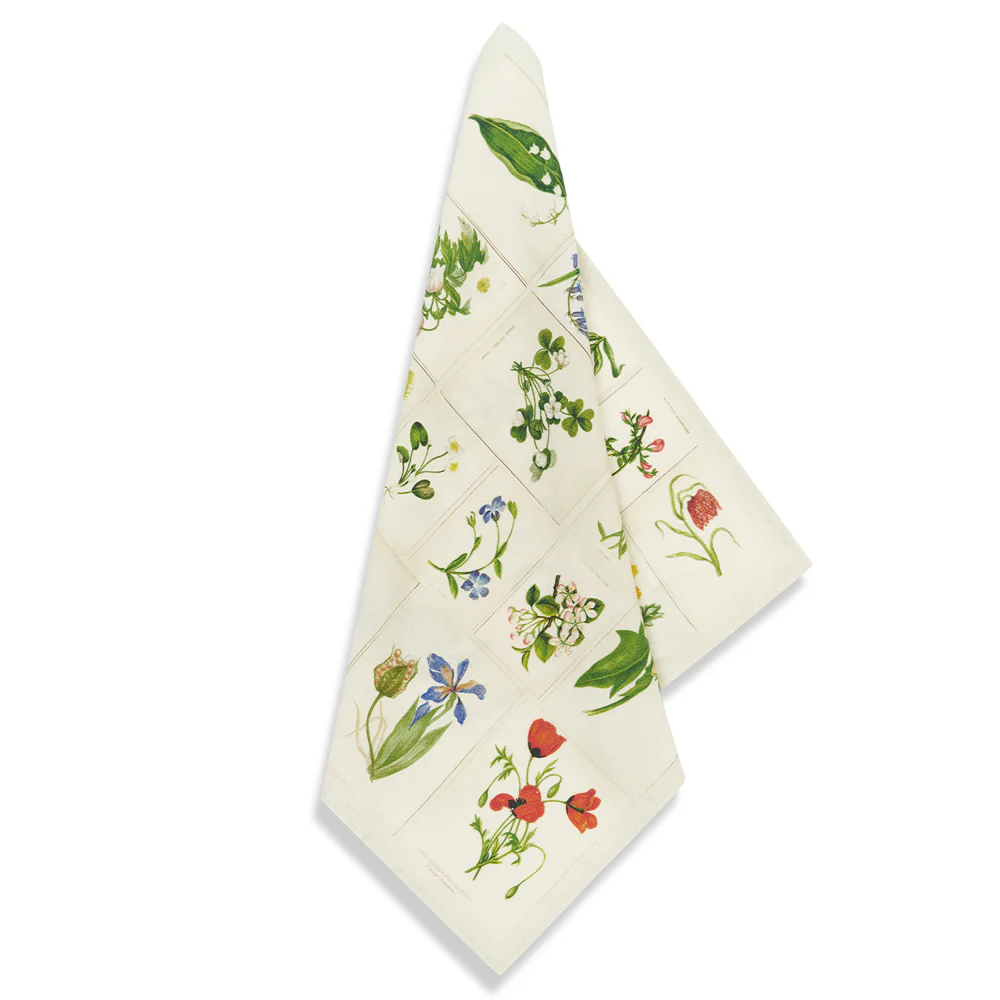 Summerill & Bishop x John Derian "Botanical Tiles" Linen Napkin Set of 6 - Image 2