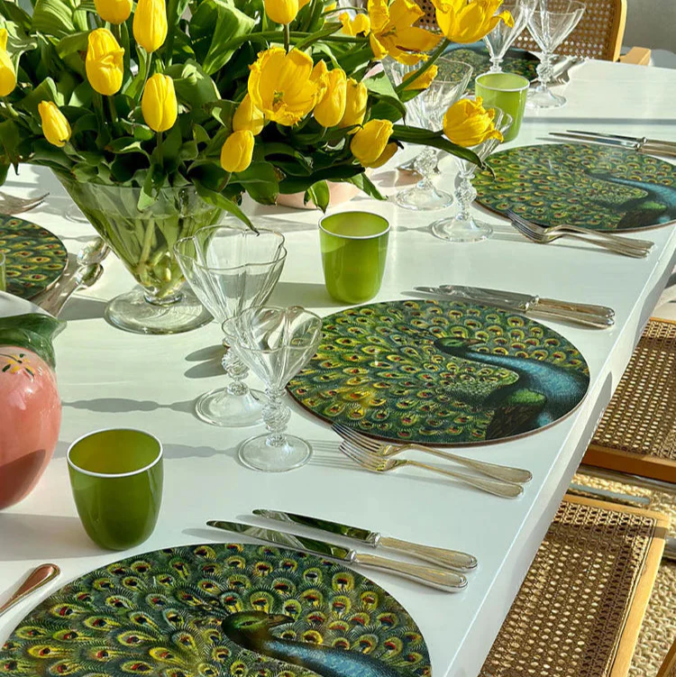 Summerill & Bishop x John Derian 'Peacock' Round Cork-Backed Placemat - Image 4